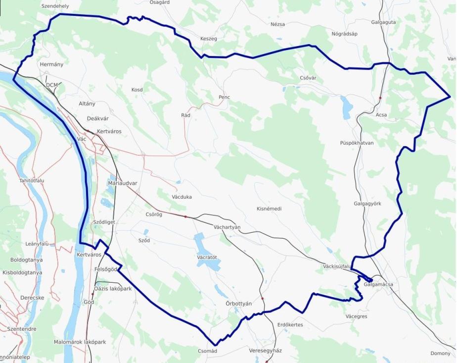 1. Általános rész, Vác város helyi sajátosságai 1.1. Vác város bemutatása Vác város a budapesti agglomerációban, Pest megyében, a Duna bal partján található.
