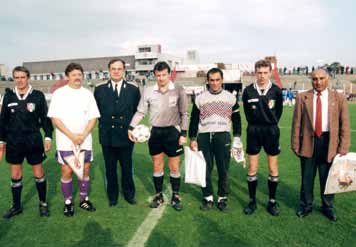 György Juhász with the trophy in Gyöngyös in 2000 Irhás Ignác akcióban Ignác Irhás in action