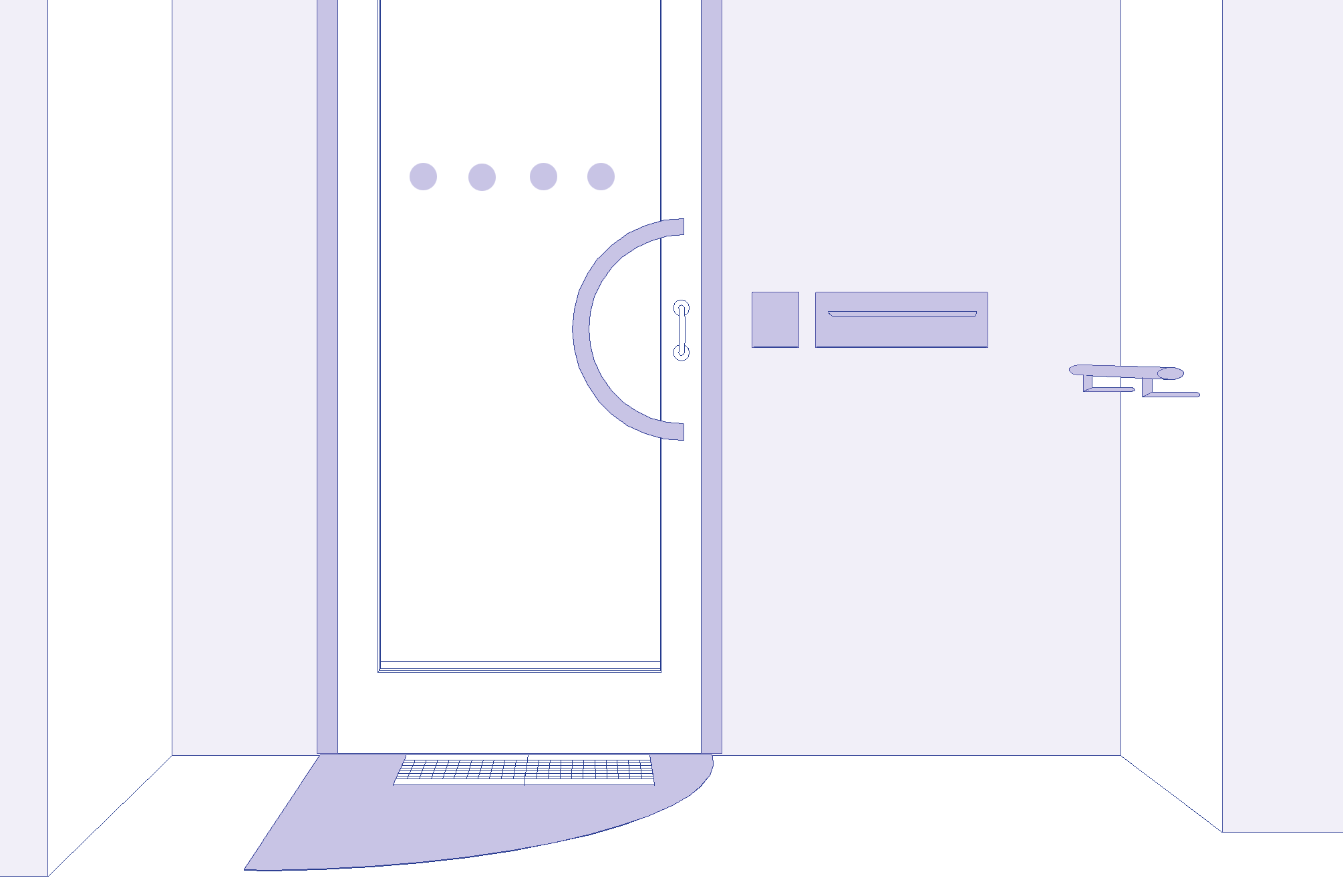 információt hordozó burkolati figyelmeztetô jelzés, - Üvegezett felületek jelölése, - Kaputelefon, csengô, - Kapaszkodó korlát, H- Postaláda, I- Különbözô igényeket