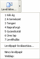 Információ és kommunikáció MS Windows XP HTML formátumú üzeneteinkhez különleges levélpapírokat választhatunk, ha az új levél létrehozásához a Levél létrehozása ikon melletti lenyíló lista gombra