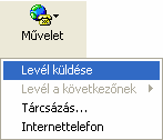 Információ és kommunikáció MS Windows XP LEVELEK CÍMZÉSE A CÍMJEGYZÉK SEGÍTSÉGÉVEL A Címjegyzék ablakban kiválasztott partnerünknek az eszköztáron található Művelet ikon segítségével