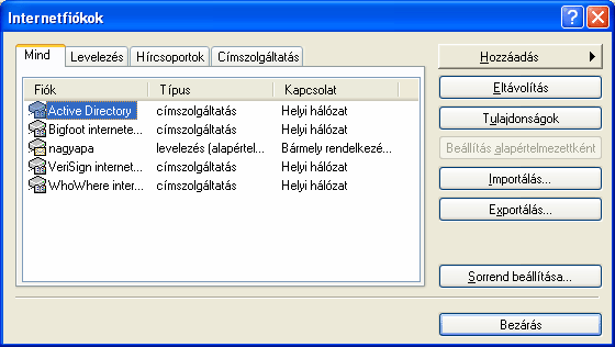Információ és kommunikáció MS Windows XP LEVELEZÉSSEL KAPCSOLATOS BEÁLLÍTÁSOK LEVELEZŐSZERVER ÉS POSTAFIÓK BEÁLLÍTÁSA Az Outlook Expressben történő levelezéshez be kell