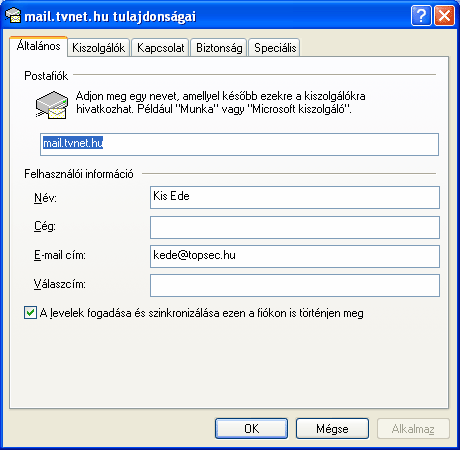 Információ és kommunikáció MS Windows XP Amennyiben több postafiókot állítottunk be, kimenő leveleink mindig az alapértelmezettként beállított postafiókon keresztül kerülnek továbbításra.