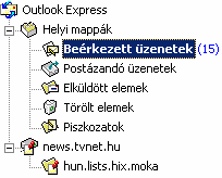 Az alábbi képen az Outlook Express egy lehetséges mappastruktúráját láthatjuk.
