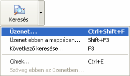 LEVELEK KERESÉSE Az Outlook Express Keresés funkciója nagy mennyiségű levélüzenet esetén megkönnyíti egy-egy konkrét üzenet megkeresését.