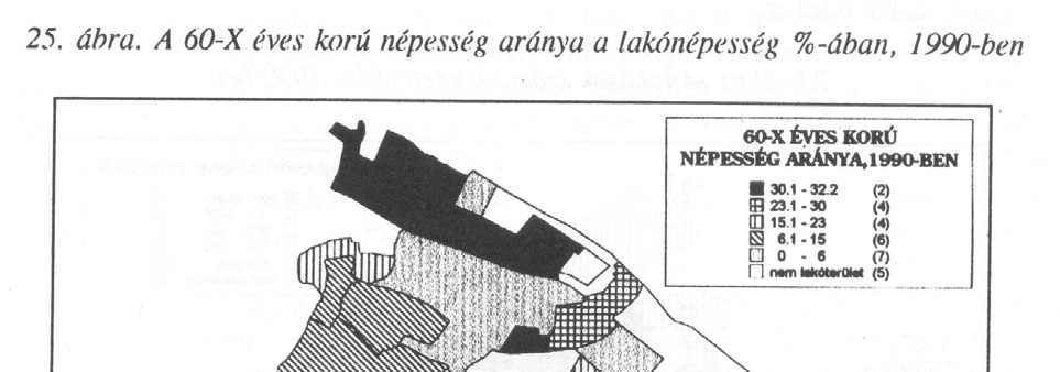 alacsony gazdasági aktivitású (az aktív keresők aránya csupán 32%!), fizikai foglalkozású népesség lakja. A másik két falumag helyzete csak árnyalatnyival kedvezőbb (25. ábra).