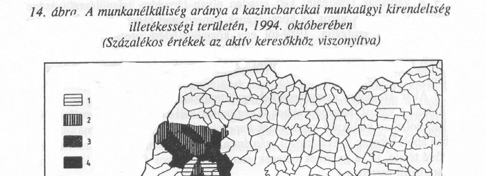 A munkanélküliek aránya e községek többségében meghaladja a volt keresők 50%-át.