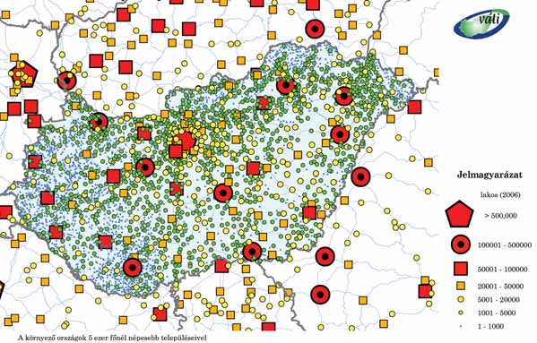 Településhálózat- fejlesztés A TELEPÜLÉSHÁLÓZAT ALAPVETÔ STRUKTÚRÁJA ÉS PROBLÉMATERÜLETEI A tanulmány nem kíván részletes bemutatást adni a településrendszer egyes elemeirôl, de az értékelés elôtt