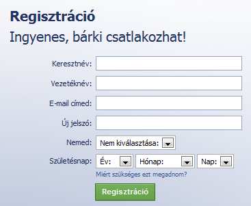 Regisztráció Regisztrációnál pár adatot kell csak megadnod, ezeket pedig rögtön utána bizalmasra is állíthatod.