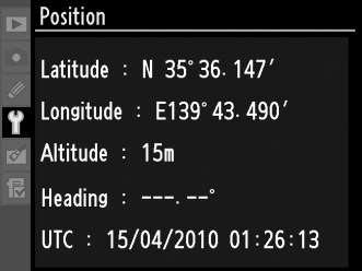 A GP-1 GPS egység A (külön megvásárolható) GP-1 GPS egység a fényképezőgép tartozék csatlakozójára (0 281) csatlakoztatható a GP-1 egységgel szállított kábellel, így a fényképezőgép aktuális