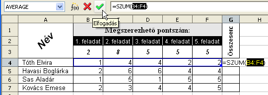 AVERAGE A munkalap tartalmát átmásolhatjuk kijelölve, másolva és a másik munkafüzetbe beillesztve azt, de gyorsabb módszer a munkafüzet beszúrása (Beszúrás menüpont Munkalap parancs).