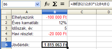 15. fejezet Pénzügyi és statisztikai függvények 15.1. Pénzügyi függvények Ebben a kategóriában több mint ötven függvényt találunk, ezek közül csak néhányat tekintünk át. Az OpenOffice.