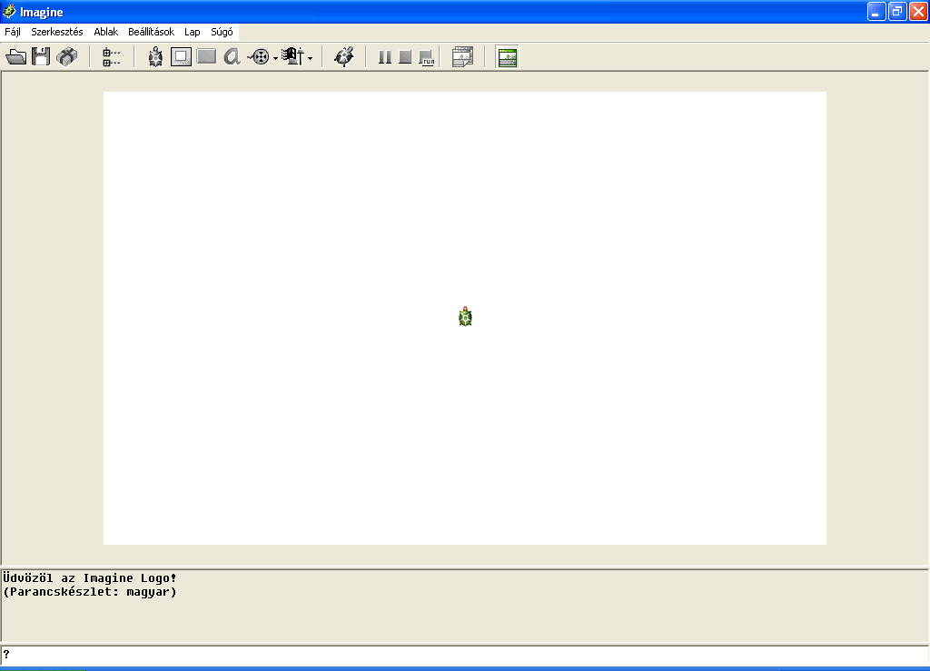 Rajzolási műveletek A logo indításakor látható képernyő: Az ImagineFőAblaka egy szokványos Windows alkalmazás, annak összes megszokott lehetőségével: van kerete, kontrollmenü ikonja a címsor