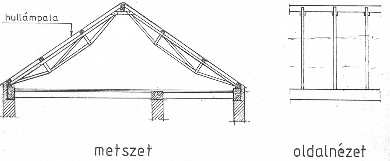 1. - Elemezze a mellékelt szerkezetet, készítse el a háromcsuklós fa fedélszék igénybevételi ábráit, ismertesse a rácsostartó rúdelemeinek szilárdsági vizsgálatát.