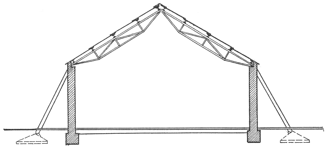 4. - Elemezze a mellékelt szerkezetet, részletesen vizsgálja meg a mezőgazdasági csarnoképület fő szerkezeti elemeit.