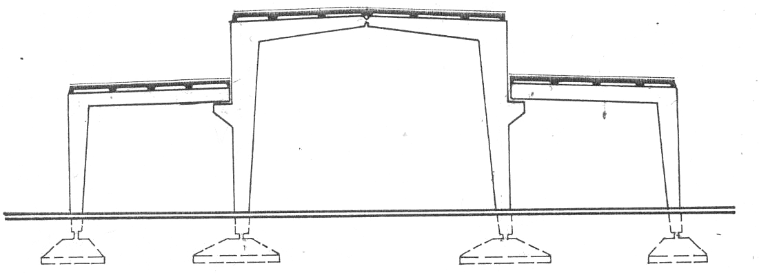 9. - Elemezze a mellékelt szerkezetet, ismertesse a háromhajós ipari csarnok tartószerkezeti elemeinek vizsgálatát.