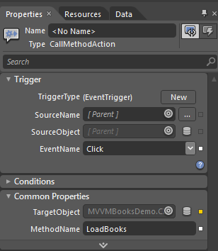 Kommunikáció a ViewModel-ek között 10-10 ábra: A CallMethodAction trigger konfigurációja A Silverlight-ban tehát több módszert is alkalmazhatunk ViewModel-jeinkben definiált függvényeink meghívására.