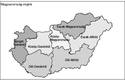 A régiók típusai homogén régió (homogeneous region): a tér részei nagyon hasonló természeti, társadalmi vagy gazdasági jellemzıkkel rendelkeznek, egységes arculattal, megjelenéssel rendelkeznek