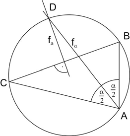 A vázlat szerint elvégezhető a kiegészítés szabályos háromszöggé, így OS = OR. QS a kör sugarával egyenlő. 44.
