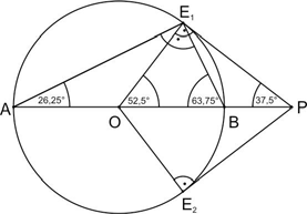 54 MATEMATIKA A 10. ÉVFOLYAM TANÁRI ÚTMUTATÓ 60. Egy pontból a körhöz húzott érintők 75 -os szöget zárnak be egymással. Mekkora szögben látszódik az egyik érintő a körvonal pontjaiból? 6,5 és 116,5.
