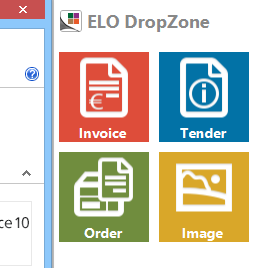 E-mail Szállítólevelek Képek Szerződések Új ügyfelek Fájlok Adatok DropZone Direkt archiválás ELO DropZone a gyors bevitelhez Az ELO DropZone lehetővé teszi a dokumentumok és információk gyorsabb és