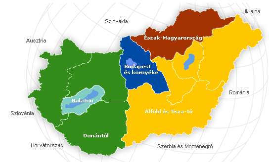 3. A Balaton 1. ábra: Magyarország régiói 30 A Balaton három régió (Nyugat-Dunántúl, Közép-Dunántúl és Dél-Dunántúl) és három megye (Veszprém, Zala, Somogy) határán fekszik (1. ábra).