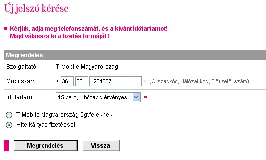 2. Regisztrálás OTP hitelkártyás fizetésen keresztül Lehetőség van hitelkártyával is igénybe venni a T-Mobile HotSpot szolgáltatást amennyiben