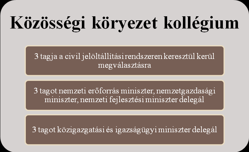 d) Közösségi környezet kollégium A Közösségi környezet kollégium által támogatható civil szervezetek és a támogatási rendszer működésében lefedett tevékenységek, továbbá az elektorjelölés körei a