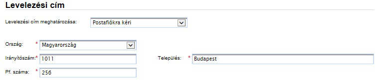 postafiók cím adatait szükséges felrögzíteni.