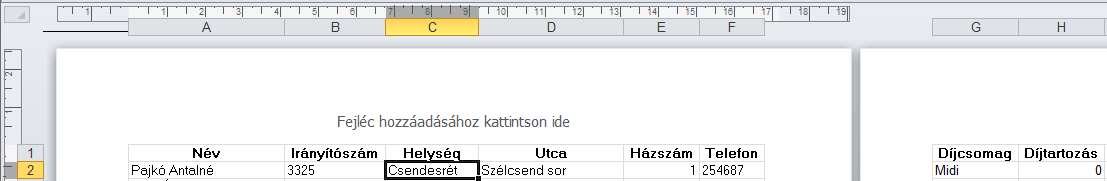 (NézetNormál) Ha bezárod a nyomtatási képet, akkor a táblázatban az oldalhatárok szaggatott vonallal vannak jelezve!