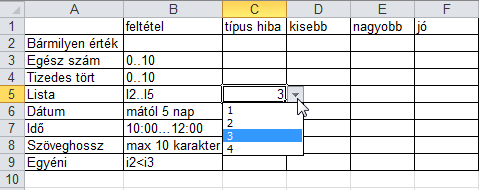 h u Előkészítés: A lista tartalmát írd egymás alá egy cellatartományban.