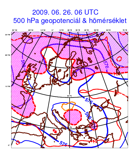 5. Esettanulmányok 5.2.3. 2009. június 23 29. Lassú mozgású magassági hidegörvény 2009. június 23. és 29.