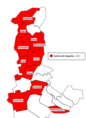 Abaújszolnokon (115) és Gadnán (79). Ezeknek a településeknek a közbiztonsága rossz és így az ott élők biztonságérzete alacsony.