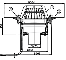 DN75 PVC gallérral, 10-30W/230V fűtéssel