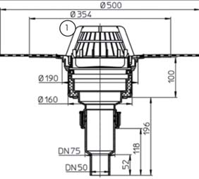 csővéggel, PVC gallérral és 10-30W/230V fűtéssel