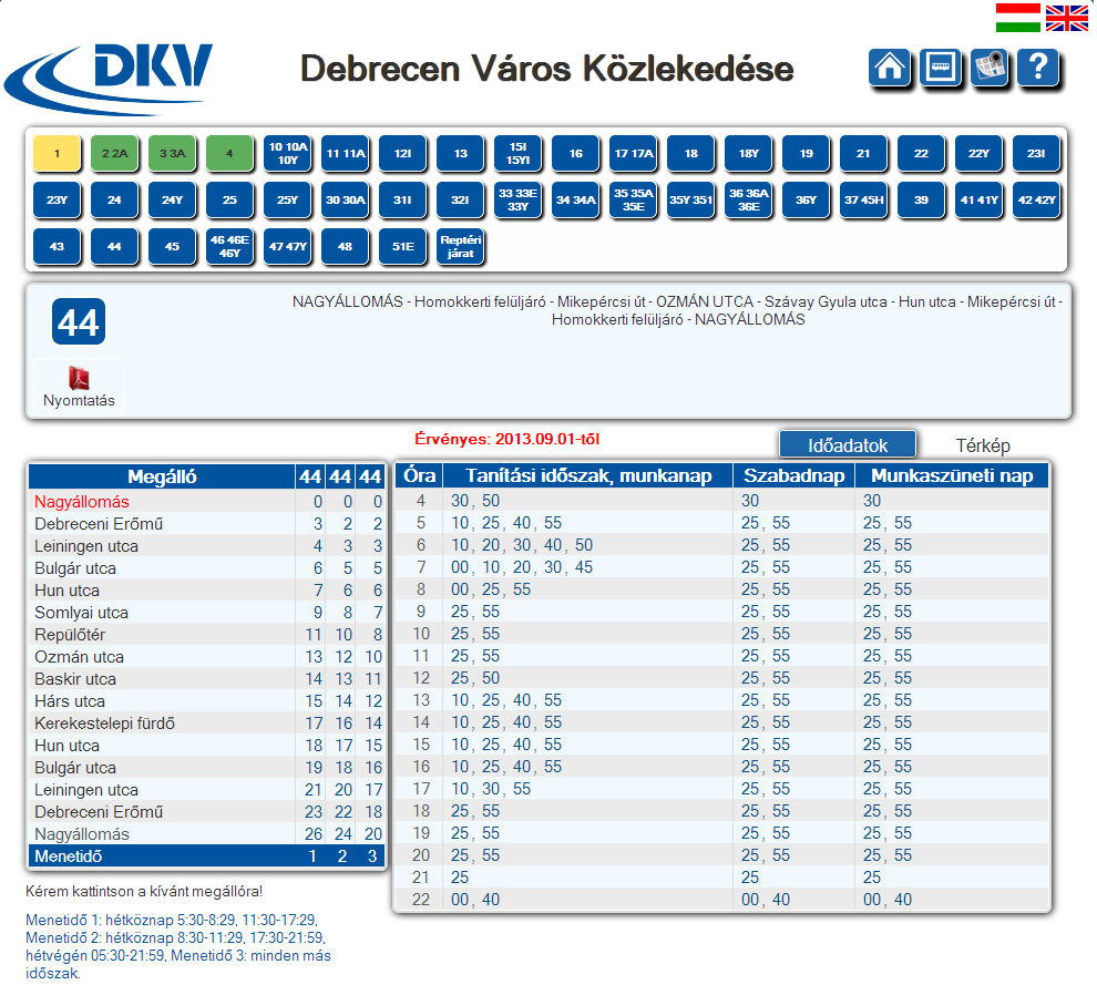 4.3. Járat menetrend 4. ábra Menetrend I. A 4. ábrán látható egy kiválasztott jármű menetrendje.