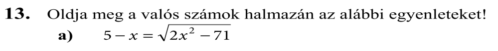 halmazán! x 2 25 = 0 13.