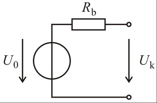Ha az ideális áramgenerátor terhelıáramát ábrázoljuk a kapocsfeszültségének függvényében, akkor a kapott vízszintes (az áramerısség tengelyével párhuzamos) egyenes az ideális áramgenerátor