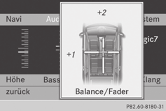 iután kilép a menüből, a rendszer menti a beállítást. Balansz és fader beállítása A balansszal meghatározható, hogy a hangzás középpontja a vezető- vagy az utasoldalon legyen.