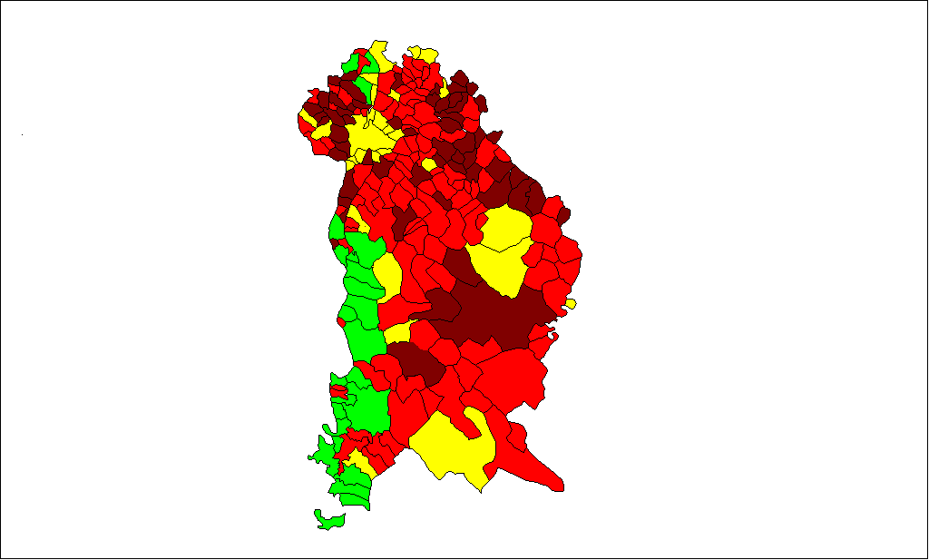 A demográfiai átmenet rekonstruált lépcsői Pest megyében 1. lépcső: 24 település, erősen változó 191-191 és alacsony születési arányszám a 18. sz. végén rurális, halandósági átmenet előtti termékenységcsökke nés 2.