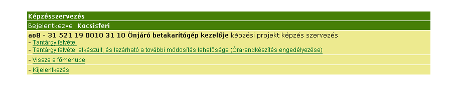 2.2. Tantárgyak felvétele Új tantárgy rögzítéséhez a Képzés