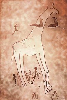 DÉL - AFRIKA 42 TASSZILI - ÁDZSER Tasszili zsiráf, pásztorok, antilopok Színpompás, sokalakos