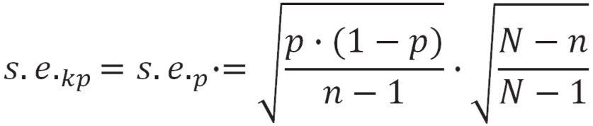 Egy arány standard hibáját a következő képlettel számoljuk ki: ahol p egy mintabeli változó aránya, n mintaelemszám.