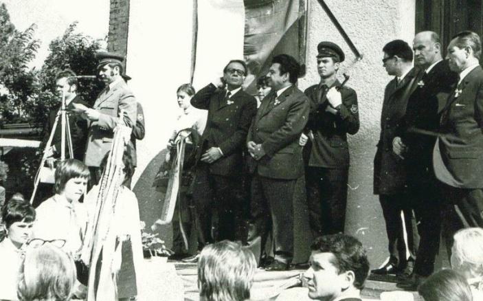 Tadeusz Hanuszek lengyel nagykövet, Jerzy Zieliński követtanácsos, későbbi nagykövet, Csicsay Iván a Pest Megyei Tanács