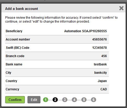 . lépés Ezen a képernyőn a rendszer felkéri Önt, hogy ellenőrizze le banki adatait és:.