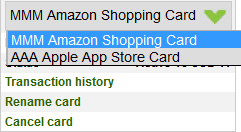 . A Rename card funkcióval másik nevet adhat virtuális kártyájának.