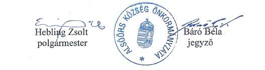 9. Záró rendelkezések 16. (1) E rendelet 2015. március 15. napjával lép hatályba. (2) Hatályát veszti az Alsóörs Község Önkormányzata Képviselő-testületének 9/2014. (IV.25.