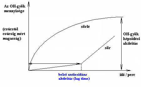 30. ábra A hidroxil-gyök képződésének görbéi a különböző technológiai lépéseknél (Uchida és Ono, 2000b) 2.