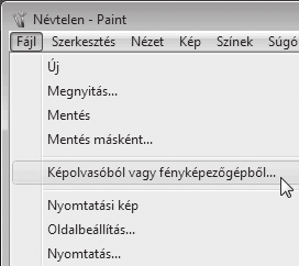 LAPBEOLVASÓ FUNKCIÓK LAPBEOLVASÁS WIA-KOMPATIBILIS ALKALMAZÁSSAL (Windows XP/Vista) Ha Windows XP/Vista operációs rendszert használ, akkor beállíthatja a WIA illesztőprogramot lapbeolvasáshoz Paint