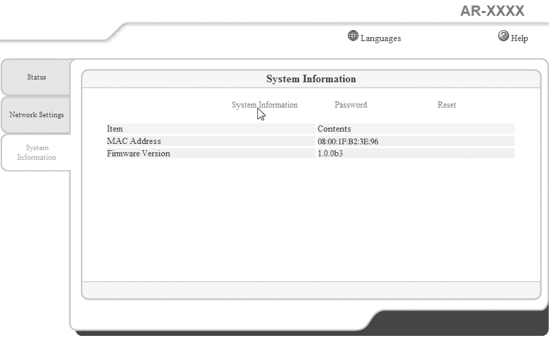 FELHASZNÁLÓI BEÁLLÍTÁSOK A RENDSZERINFORMÁCIÓK KEZELÉSE ("System rmation" LAP) A weboldal "System rmation" lapján megtekintheti a készülék rendszerinformációit, beállíthatja a rendszergazdai jelszót,
